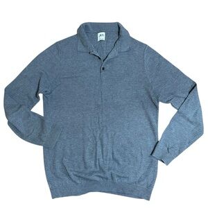 Zara| Men's Slim Fit Gray V-Neck Knit Long Sleeve Sweater- Size L